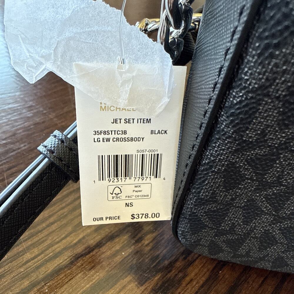 NWT!! Michael Kors Large Black Crossbody Bag 35H9STTC3B-001 Retail $378 Jet Set - Picture 2 of 8